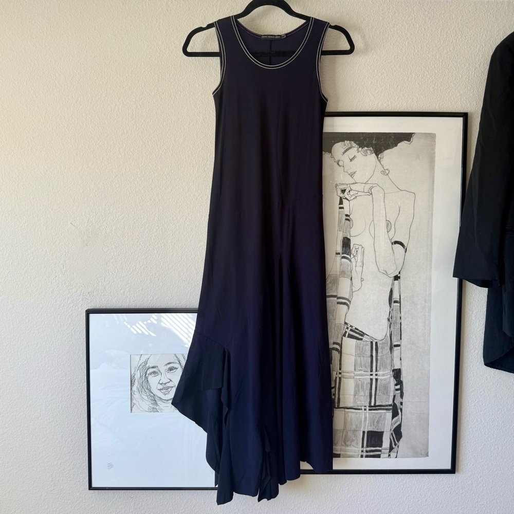 Vintage Marithé François Girbaud Sleeveless Asymmetrical Navy Black Dress